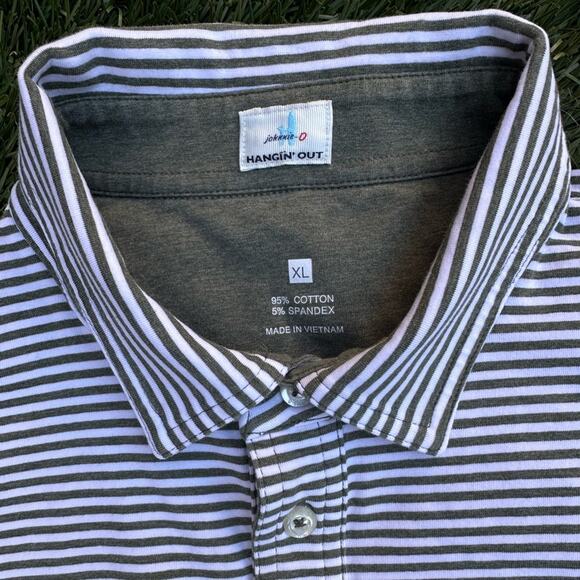 Johnnie-O Original 4 Button Hangin’ Out Pine Striped Short Sleeve Polo Shirt XL - Picture 7 of 10